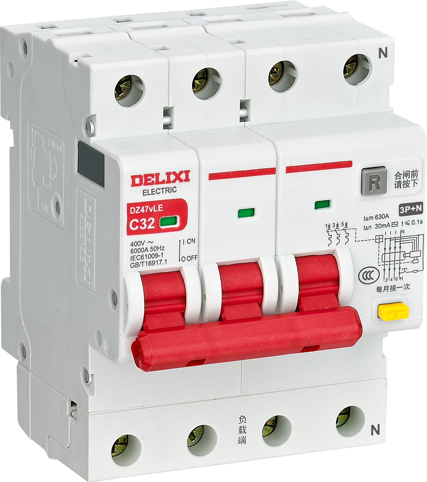 DZ47vLE-U3C32-3P+N Miniature Earth Residual Current Circuit Breaker