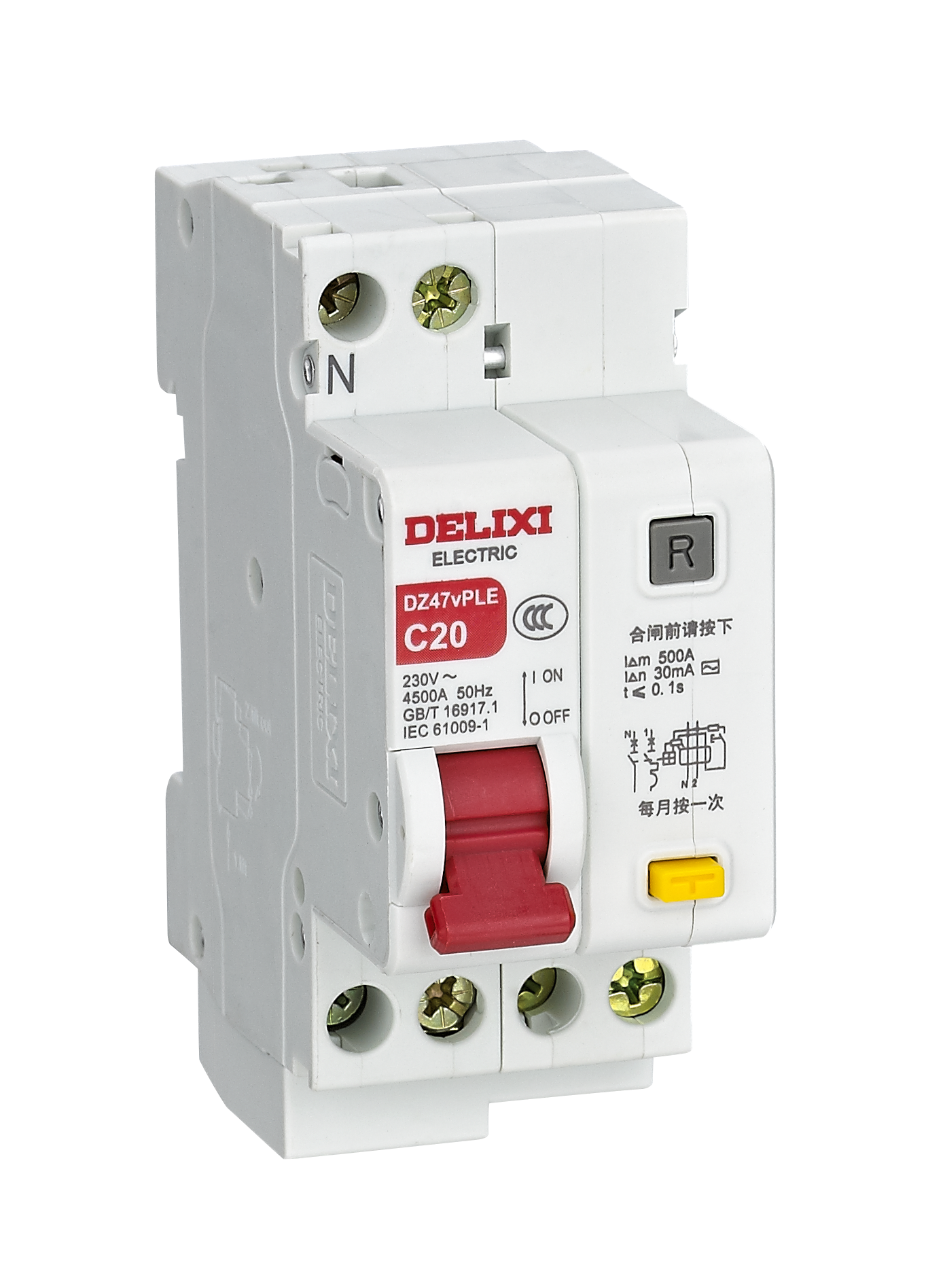 DZ47vPLE Phase Line + Neutral Line Earth Residual Current Circuit Breaker
